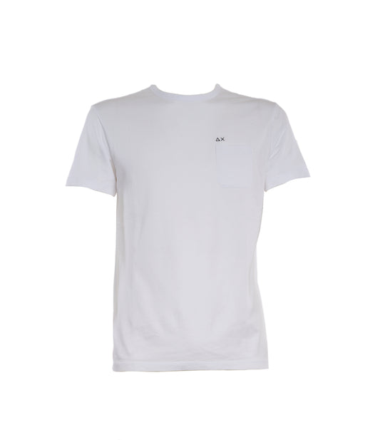 T-shirt Round Solid Pocket - Bianco