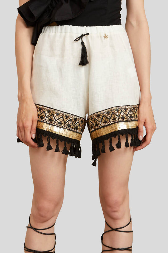 Short Lino Con Passamanerie