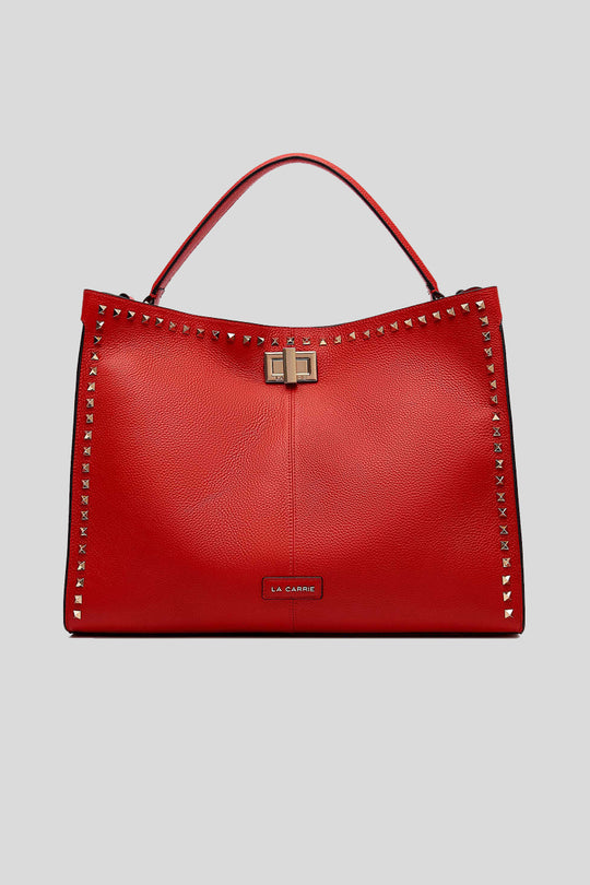 Studs Silvie Shopper Bag Bot Pelle Red
