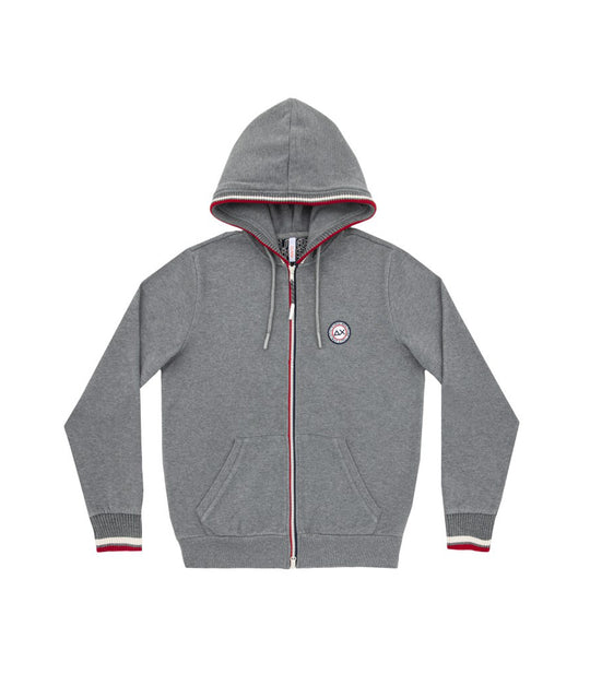Hood Zip Heritage Cotton Fl - Grigio Medio