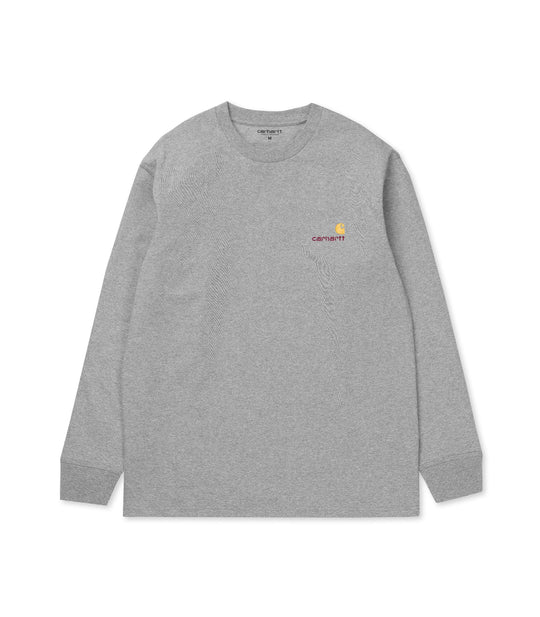 L/S American Script T-Shirt - Ash Heather