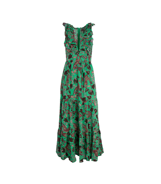 Ladies Dress - Green Leopard