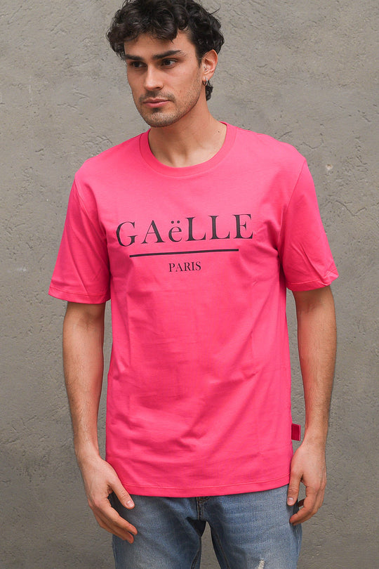 T-Shirt In Jersey Paricollo Mezza Manica - Fuxia
