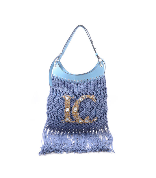 Crossroads Fringe Bag + Embroid Weaving Cotton - Jeans