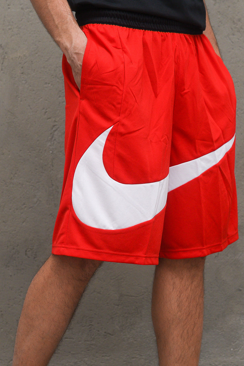 Red nike hot sale swoosh shorts