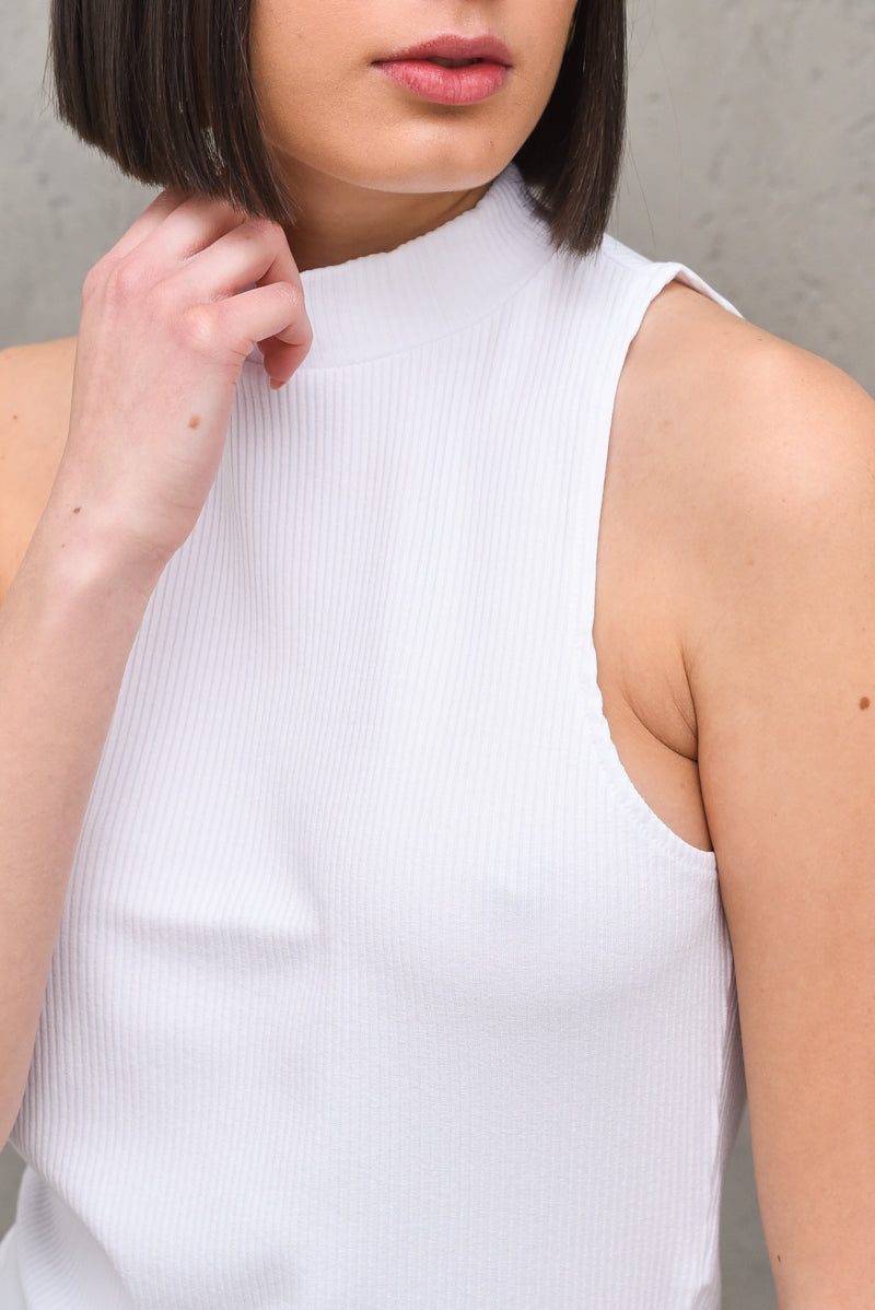 Ribbed Jersey Top - White — 4