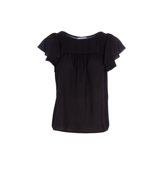 Top Maniche Voilant - Nero