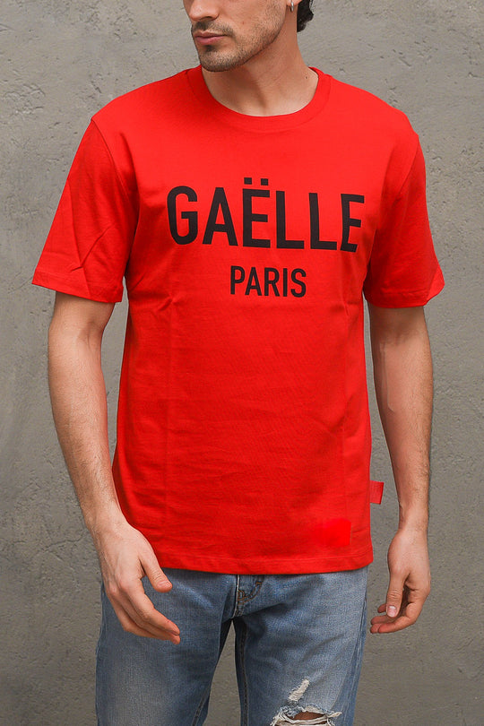 T-Shirt In Jersey Paricollo Mezza Manica - Rosso