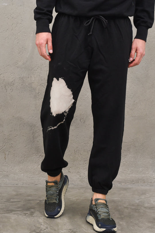 Bleach Wash Sweatpant - Black