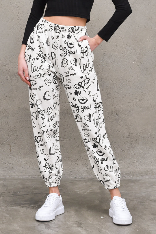 Pantalone Disegni - Bianco