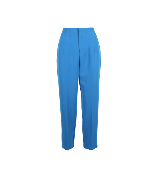 Pantalone Con Pieghe Davanti - Azzurro