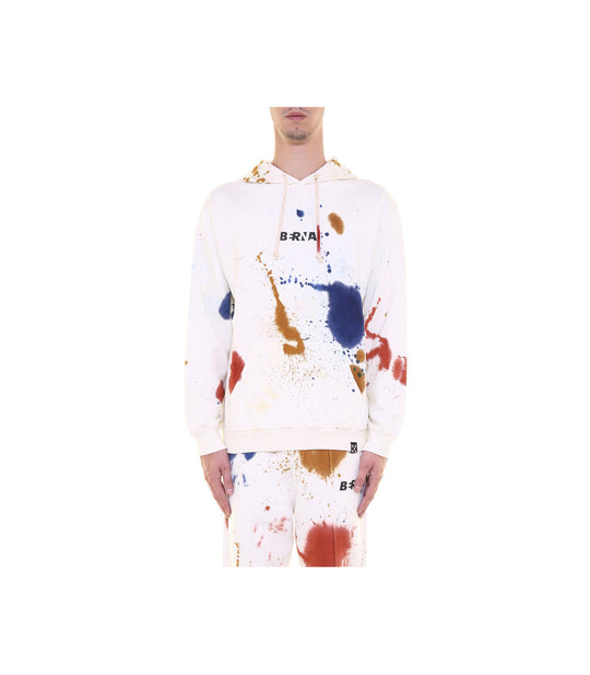 Felpa Cappuccio Tie Dye Con Stampa - Colore Unico