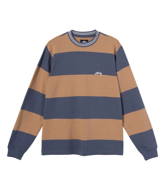 Moore Stripe Ls Crew - Navy