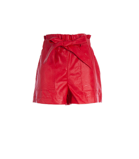 Short Ecopelle Donna - Rosso