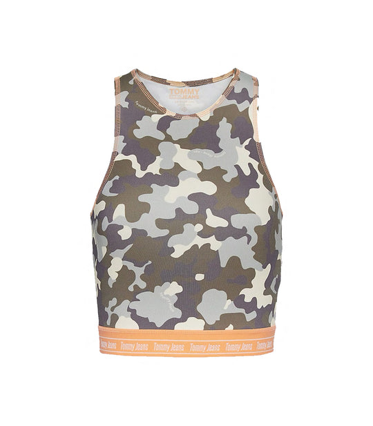 Tjw Printed Crop Tank - Camo Print Olive Tree