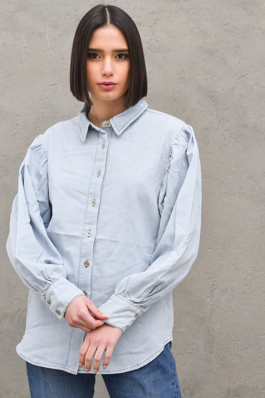 Puff Sleeve Denim Shirt
