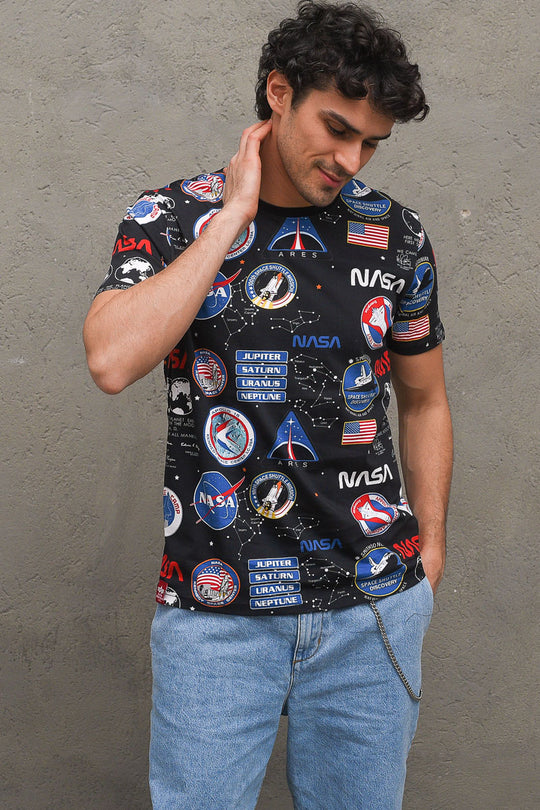 Nasa Aop T-shirt - Black