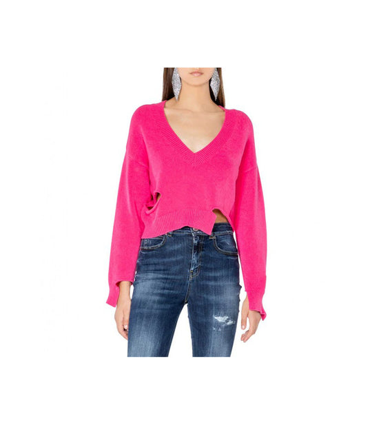 Pullover Corto In Maglieria - Fucsia