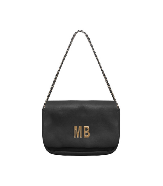 Tracolla In Similpelle E Ecopelliccia Reversibile - personalizzabili 2 lettere a scelta - Nero