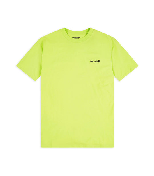 S/S Script Embroidery T-Shirt - Lime/Black